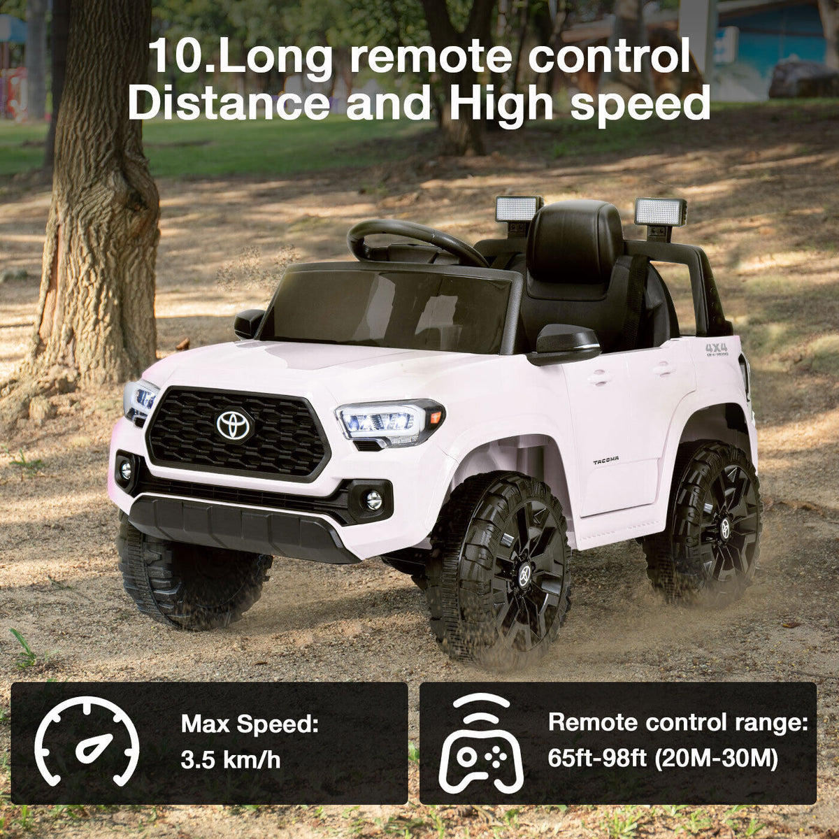 Kimbosmart 12V Licensed Toyota Tacoma Kids Ride-On Car with Charging Reminder Feature