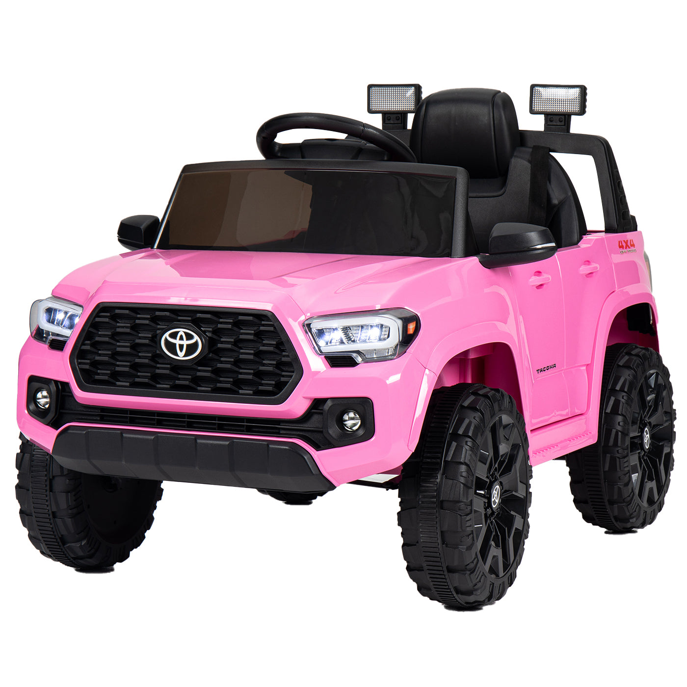 Kimbosmart 12V Licensed Toyota Tacoma Kids Ride-On Car with Charging Reminder Feature