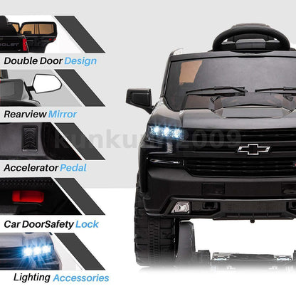 Kimbosmart Chevrolet Silverado 12V Ride On Car with Remote Control for Kids