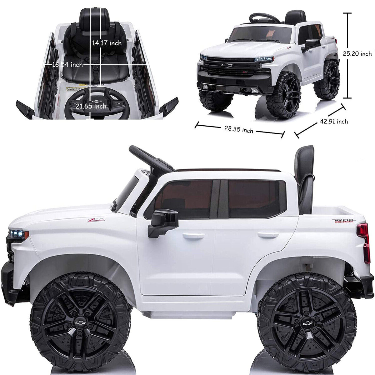 Kimbosmart Kids 12V Chevrolet Silverado Truck Ride-On with Remote Control