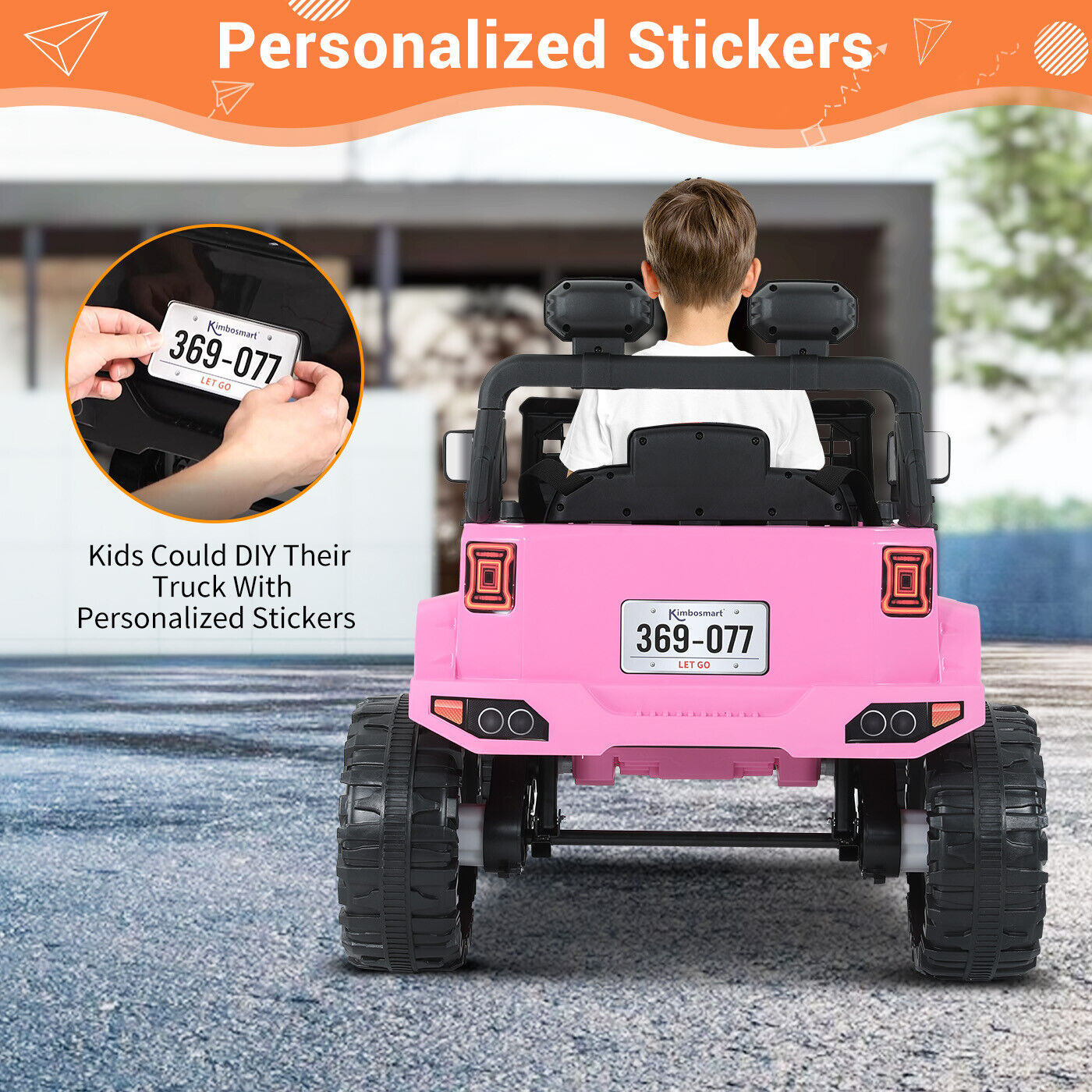 Kimbosmart Kids 12V Ride On Truck with Remote Control - Battery Powered Car for Endless Fun!