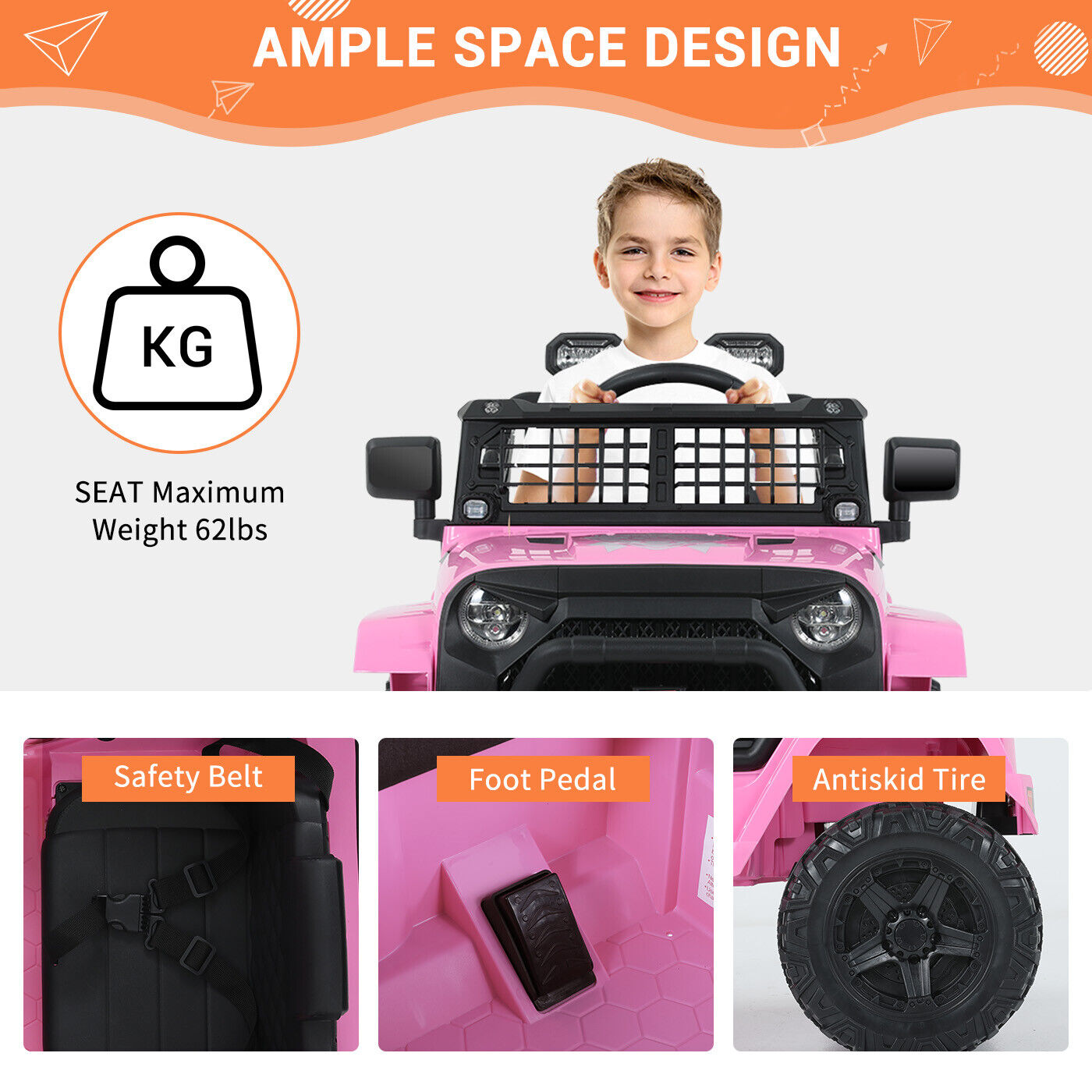 Kimbosmart Kids 12V Ride On Truck with Remote Control - Battery Powered Car for Endless Fun!