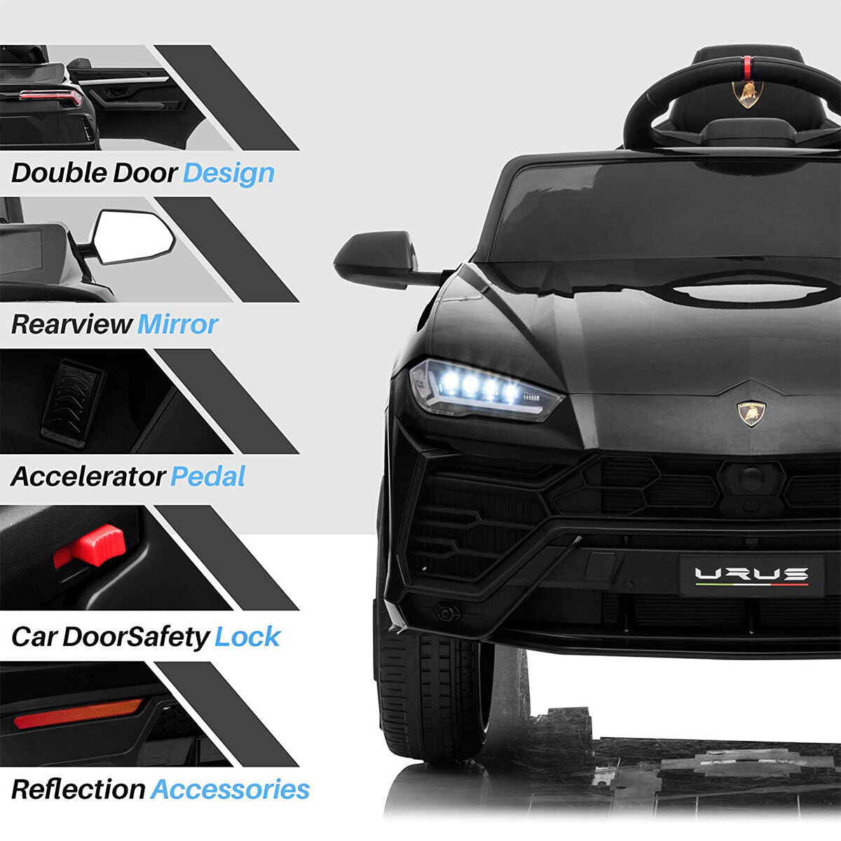 Kimbosmart Lamborghini Urus 12V Kids Electric Ride-On Car with Remote Control