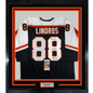 Framed Autographed/Signed Legion of Doom Eric Lindros, John LeClair & Mikail Renberg 35x39 Philadelphia Black Hockey Jersey JSA COA