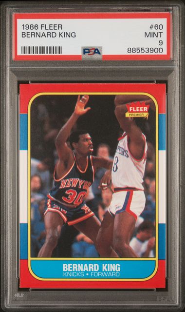 Graded 1986 Fleer Bernard King #60 Basketball Card PSA 9 Mint