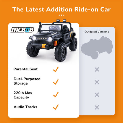 KLOKICK 12V Ride On Truck with MP3 Player and Remote Control for Parent-Child Bonding, Featuring LED Lights and 2-Seater Design