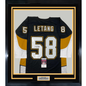Framed Autographed/Signed Kris Letang 35x39 Pittsburgh Black Hockey Jersey JSA COA