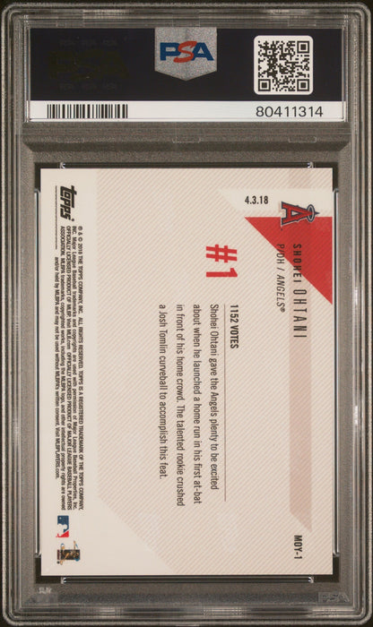 Graded 2018 Topps Now Shohei Ohtani #MOY-1 Moment of the Year Rookie RC Baseball Card PSA 10 Gem Mint
