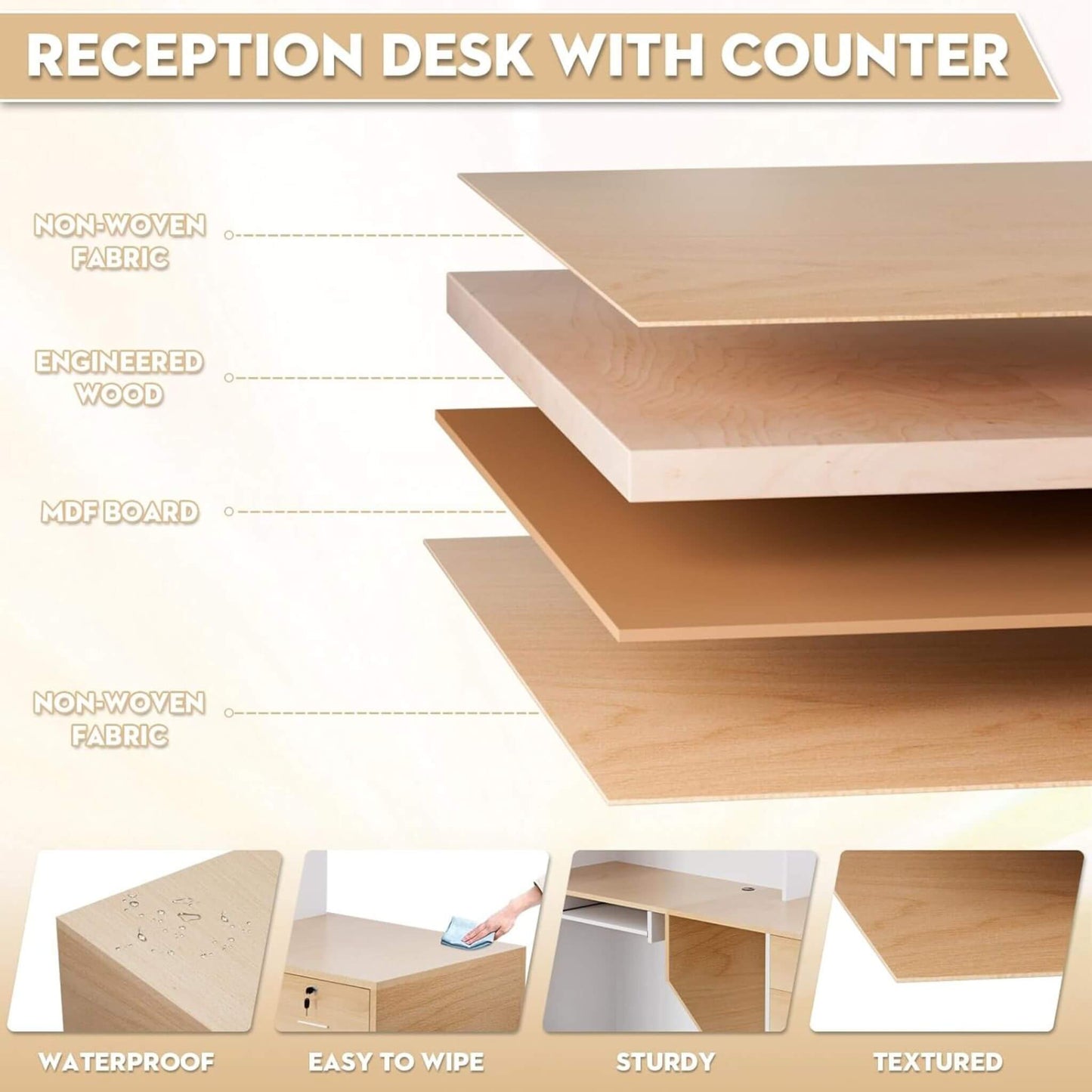 Velmor L-Shaped Modern Brown And White Reception Desk With Lockable Drawers (SAK26491)