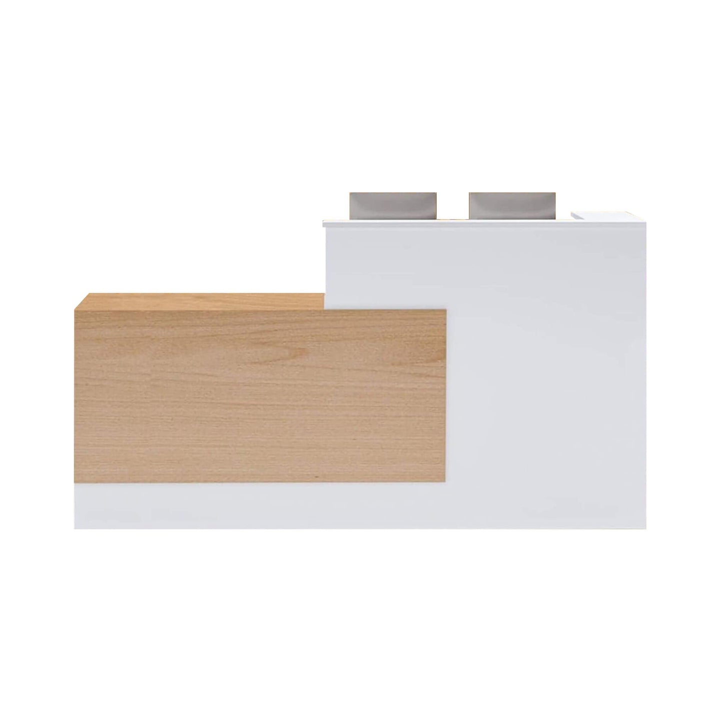 Velmor L-Shaped Modern Brown And White Reception Desk With Lockable Drawers (SAK26491)