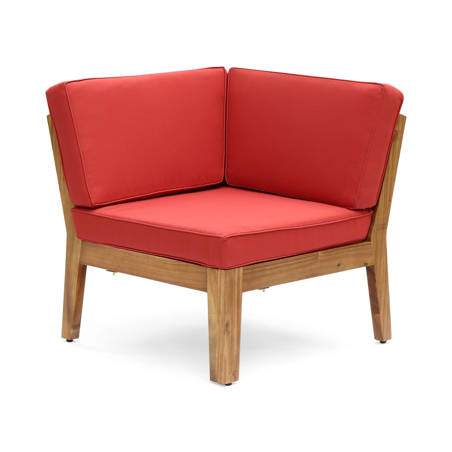 Grenada 8 Seater Acacia Wood Sectional Sofa Set, Teak + Red