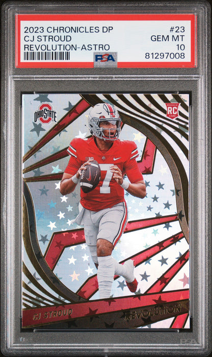 Graded 2023 Panini Chronicles DP CJ Stroud #23 Revolution Astro Rookie RC Football Card PSA 10 Gem Mint