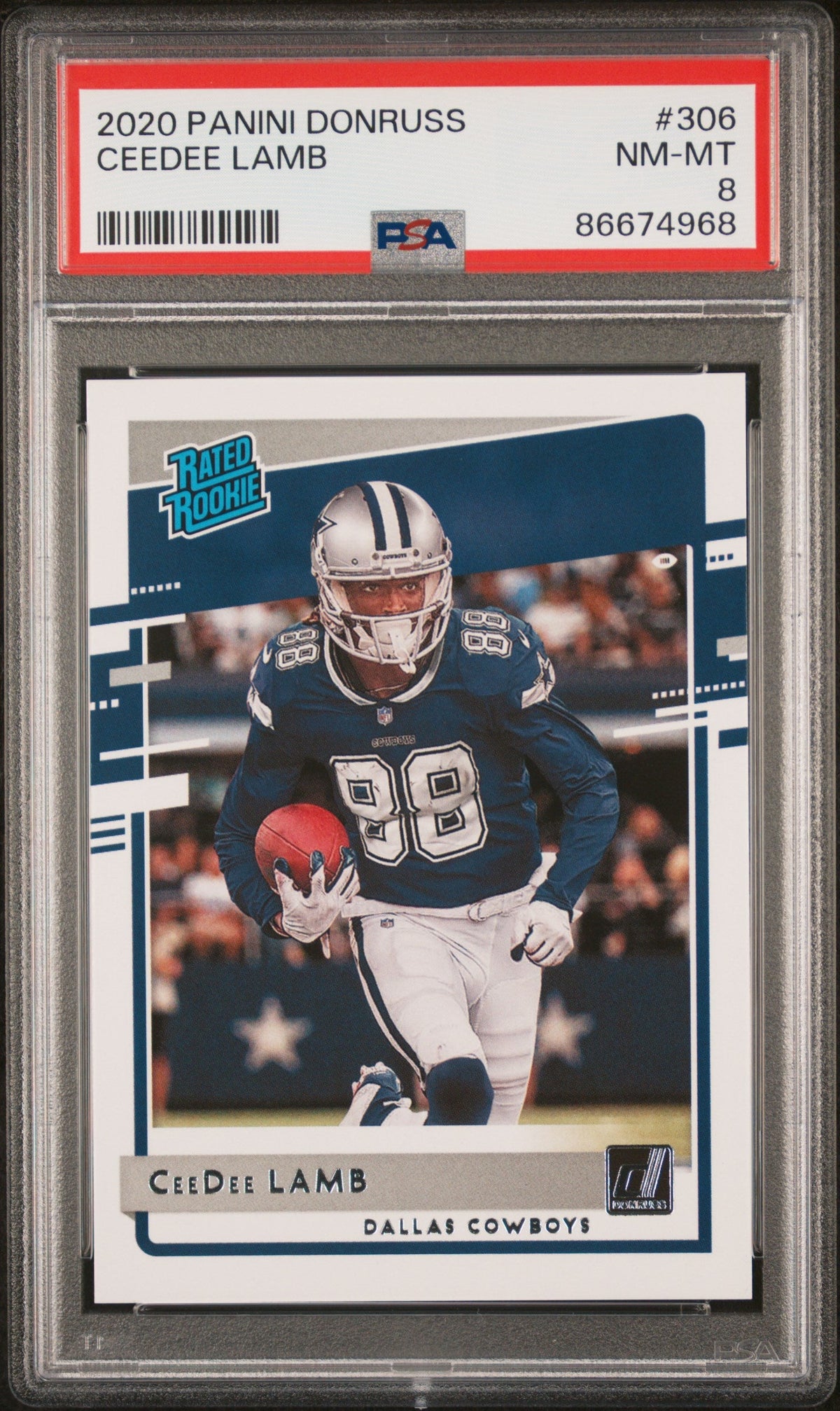 Graded 2020 Panini Donruss CeeDee Lamb #306 Rookie RC Football Card PSA 8 Near Mint