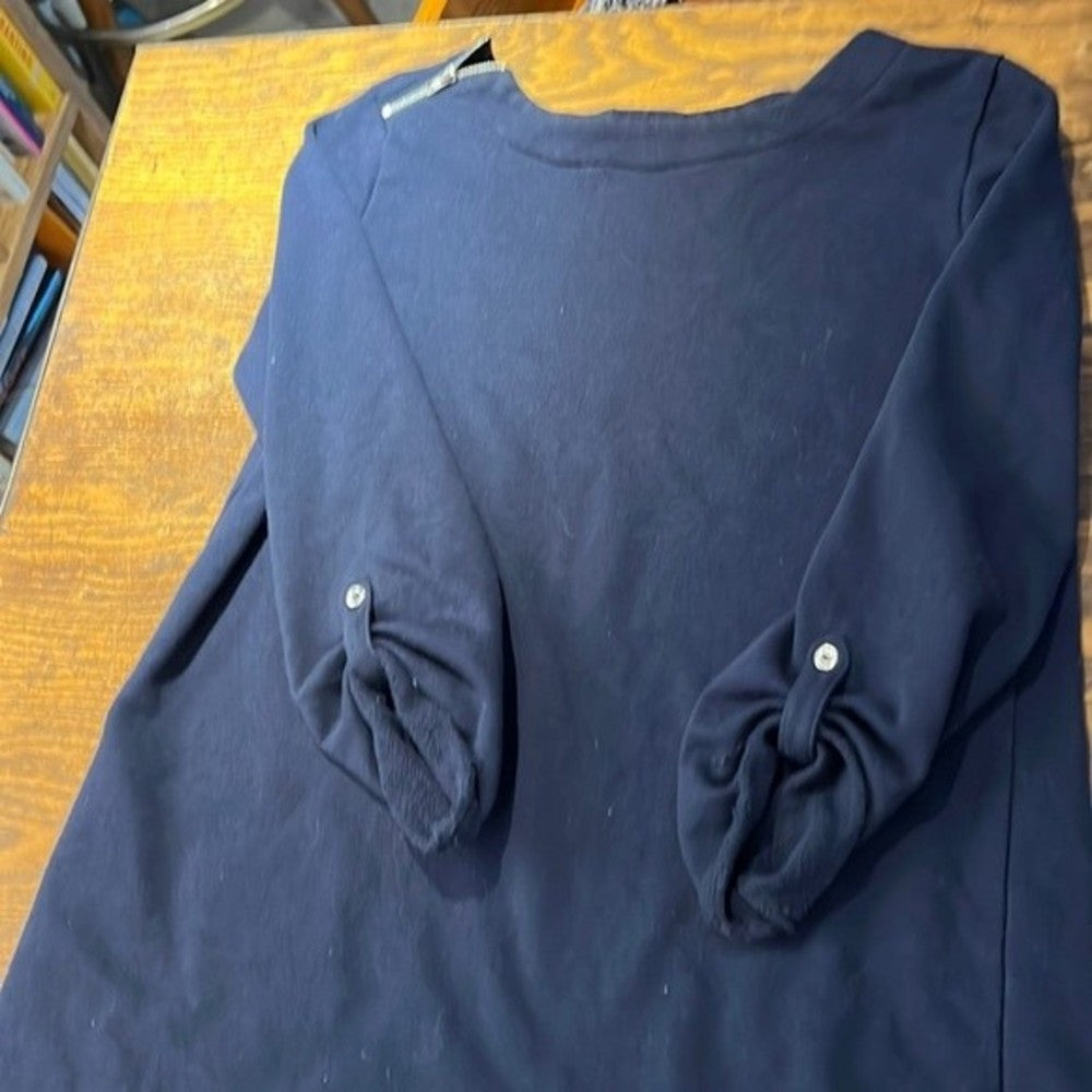 Merona Navy Blue Boatneck Dress Size L