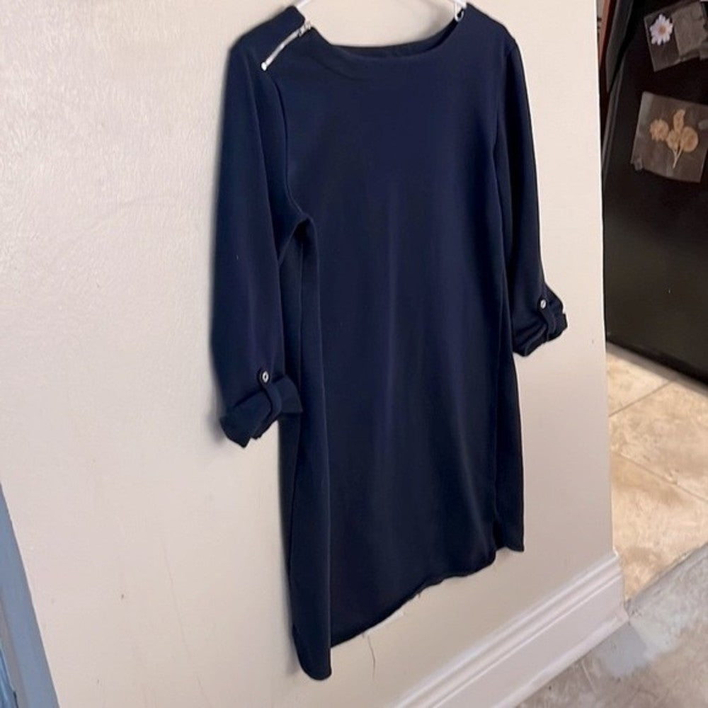 Merona Navy Blue Boatneck Dress Size L