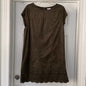 Dark Forest Green Suede Short Sleeve Dress L