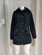 Cavalini Navy Blue Quilted Hooded Puffer Jacket with Gold-Tone Hardware Medium