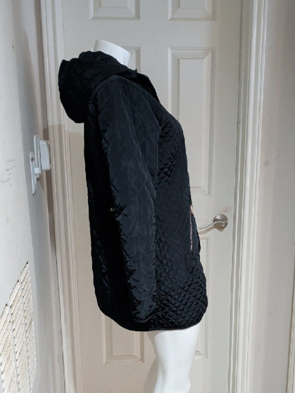 Cavalini Navy Blue Quilted Hooded Puffer Jacket with Gold-Tone Hardware Medium