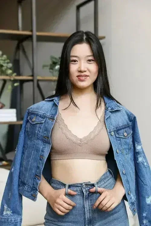 Lace Trim Padded Bralette - Comfortable Everyday Bra | Femstylo