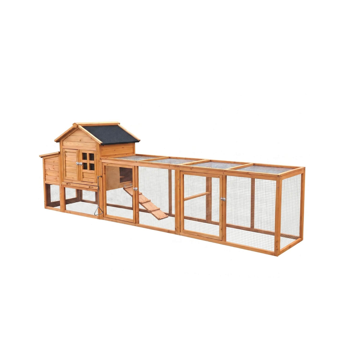 Large 122-Inch Chicken Coop With Run, Nest Box & Removable Tray For 4-6 Hens (SAK19542)