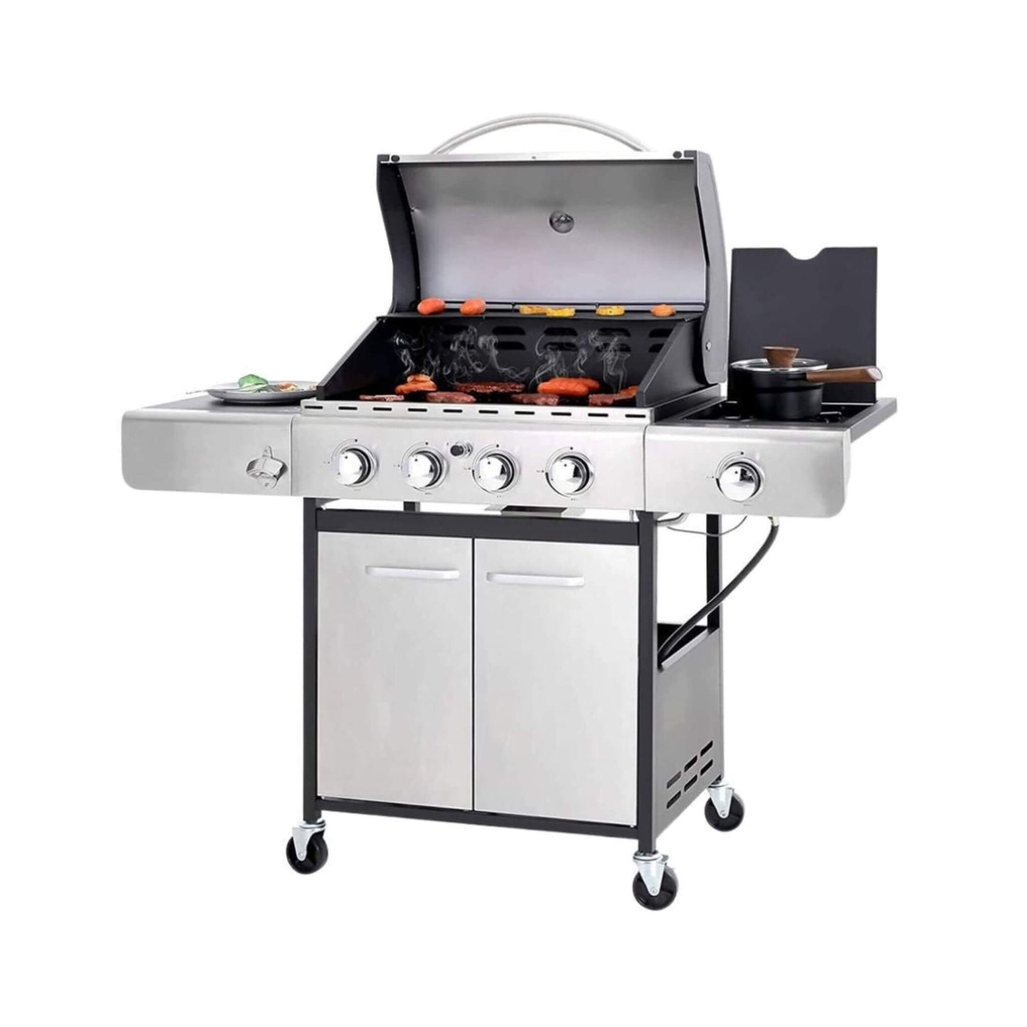 Large Outdoor 42K BTU BBQ Stainless Steel Propane Gas Grill With 4 Burners (SAK61283)