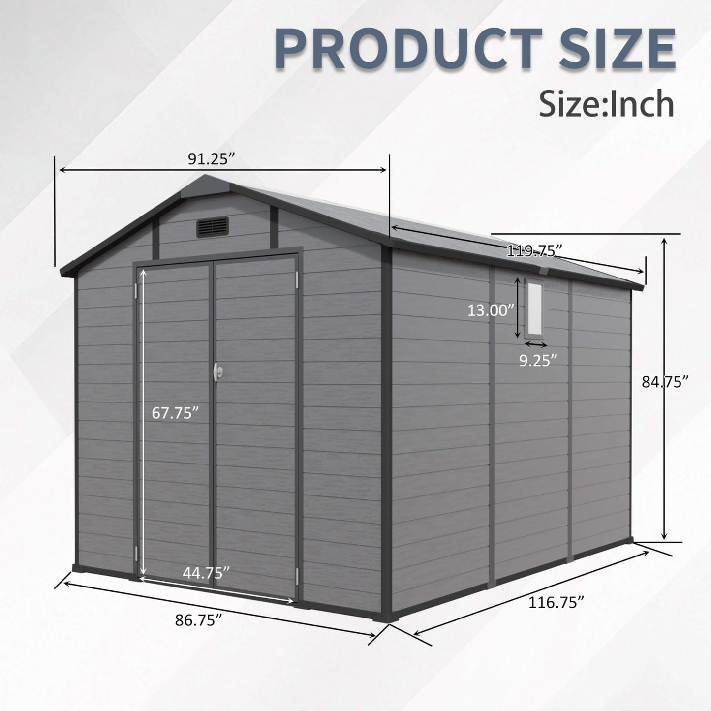 Alora Large Plastic Lockable Resin Outdoor Storage Shed With Window And Floor (SAK25870)