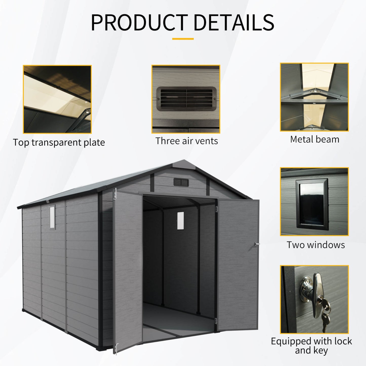 Alora Large Plastic Lockable Resin Outdoor Storage Shed With Window And Floor (SAK25870)