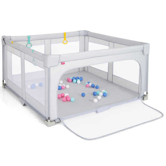 Large Baby Playpen BPA-Free Foldable Toddlers Safety Fence Play Yard with Zipper Gate-M