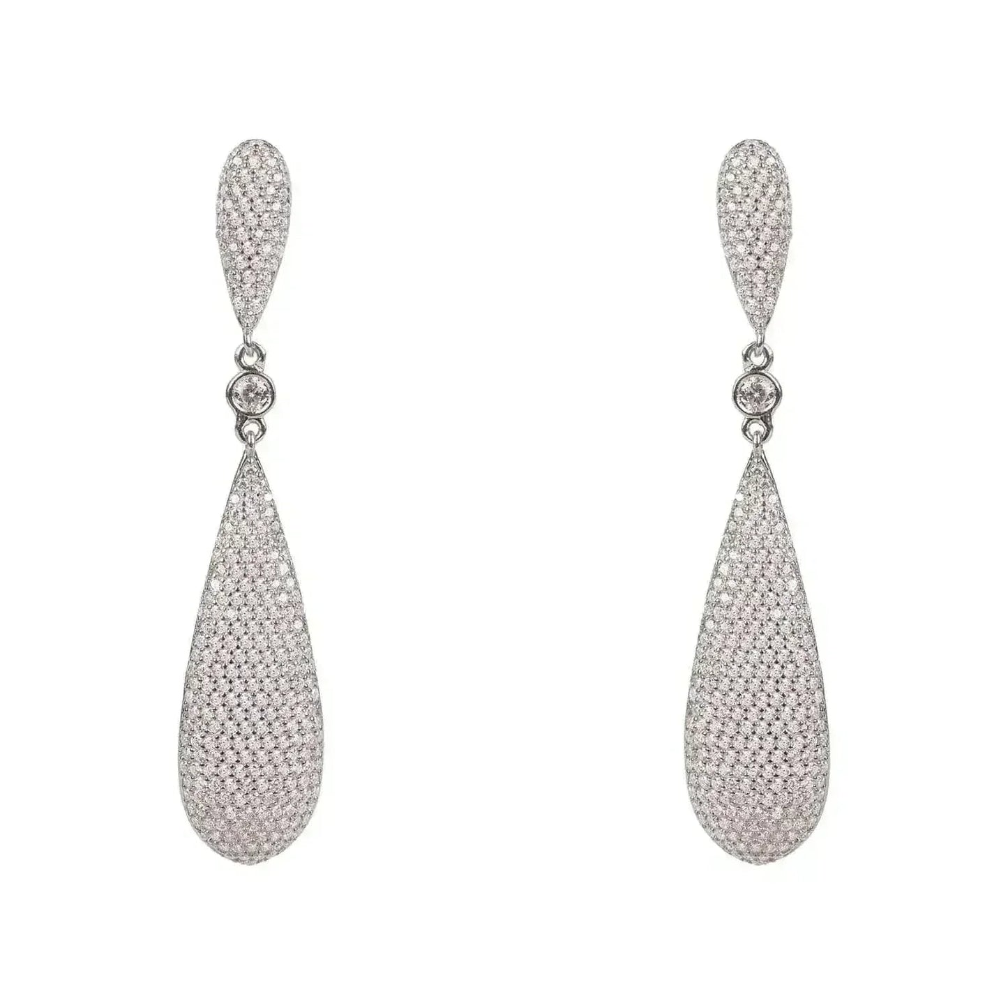 Coco Long Drop Earrings | Silver Zirconia Elegant Dangles - Femstylo