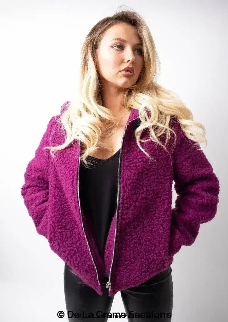 Lauren Zip Up Hooded Borg Teddy Jacket