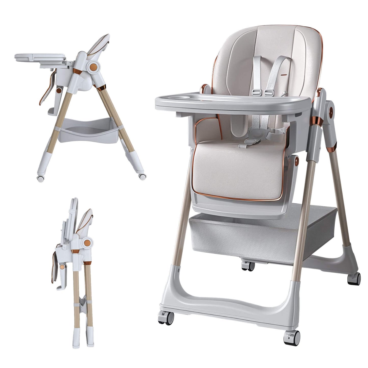 Leavader Adjustable Baby High Chair 0-6 Years, White