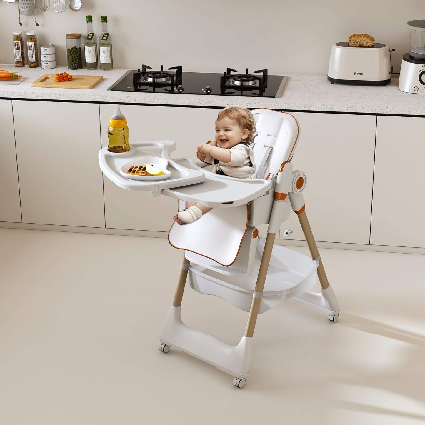 Leavader Adjustable Baby High Chair 0-6 Years, White