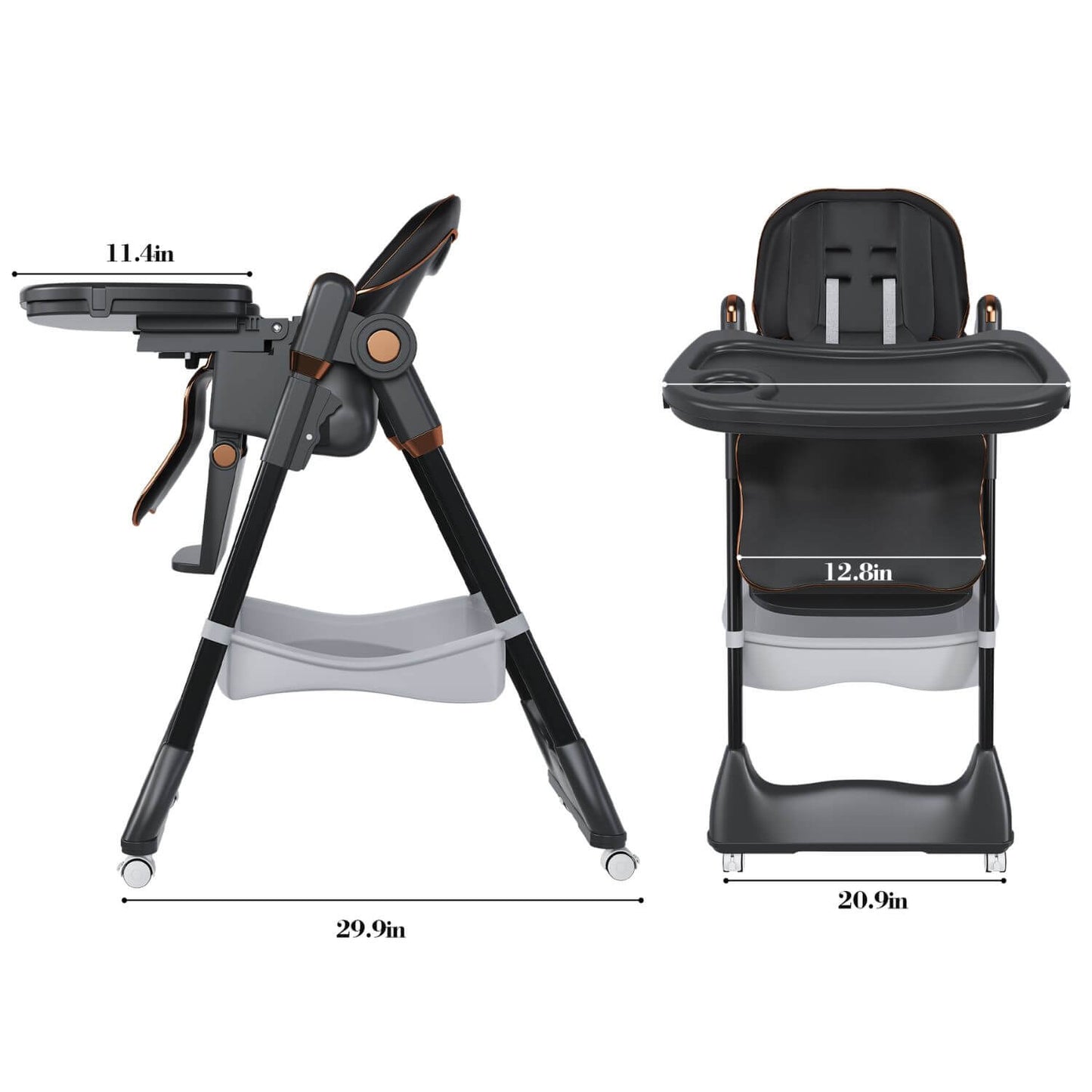 Leavader Adjustable Baby High Chair 0-6 Years, Black