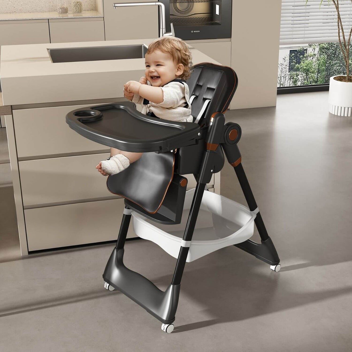 Leavader Adjustable Baby High Chair 0-6 Years, Black