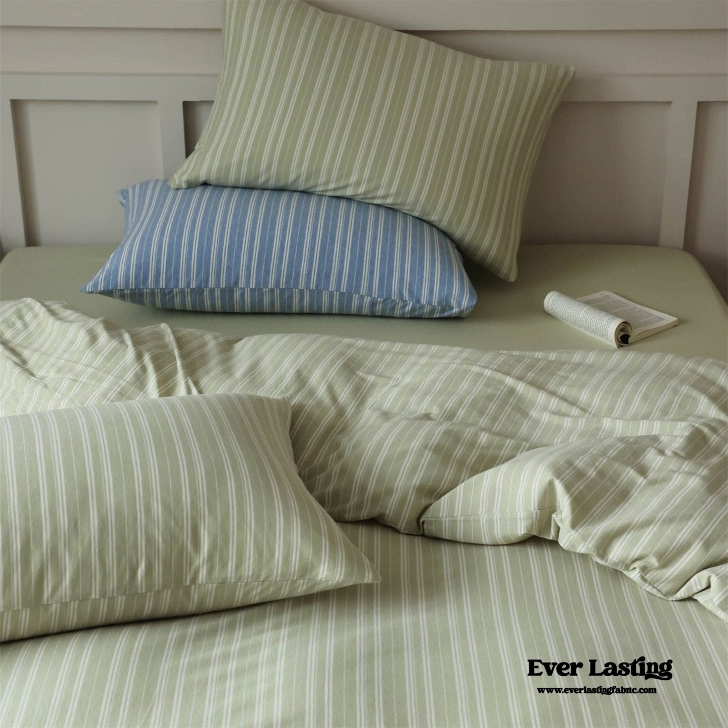 Leo Striped Jersey Knit Cotton Bedding Set / Blue