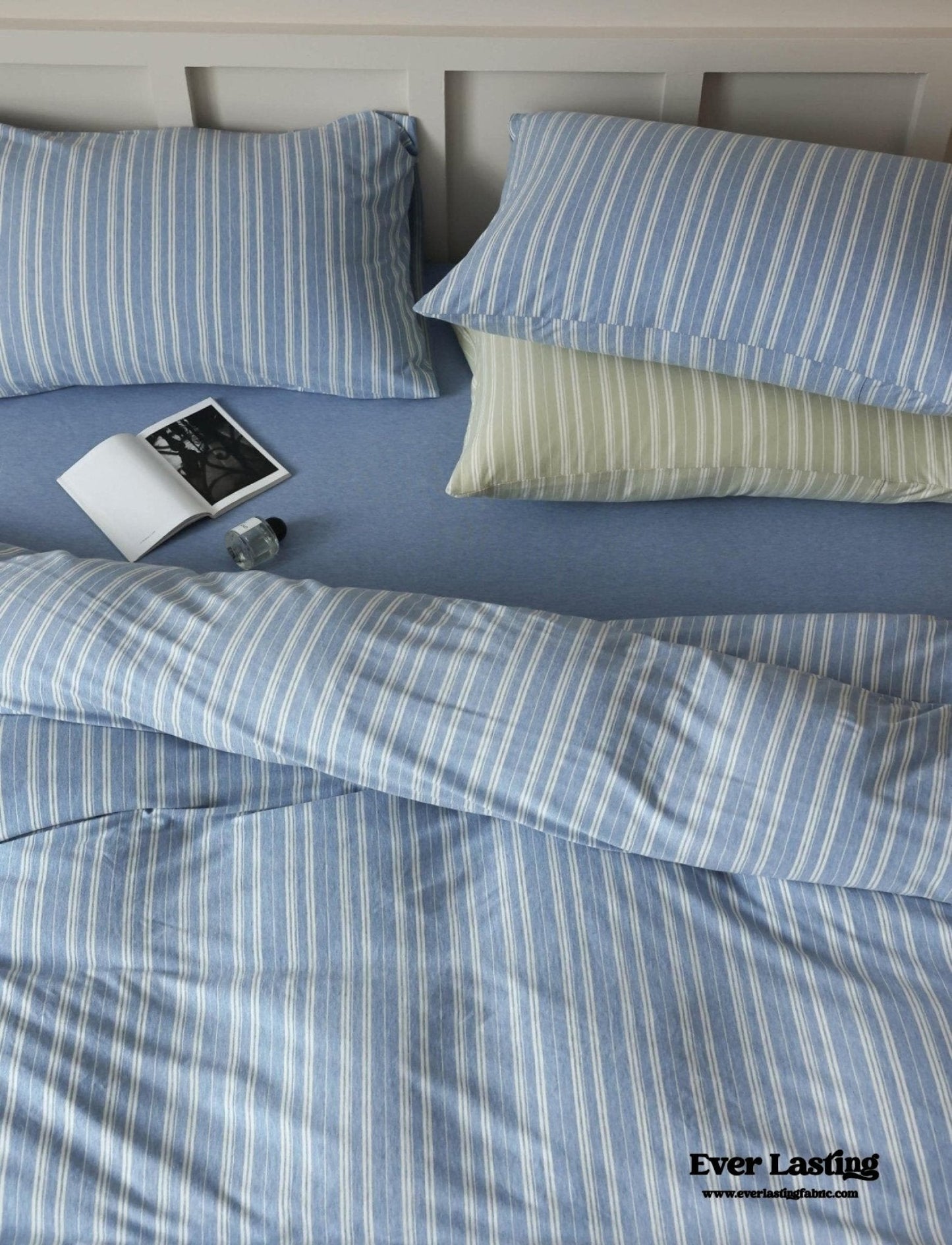 Leo Striped Jersey Knit Cotton Bedding Set / Blue