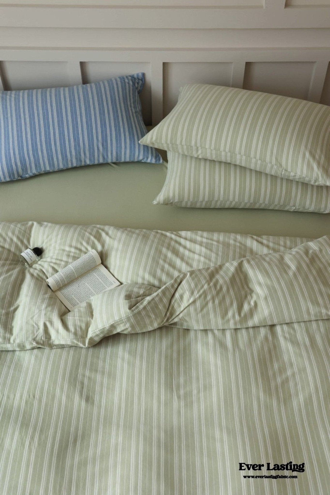 Leo Striped Jersey Knit Cotton Bedding Set / Blue
