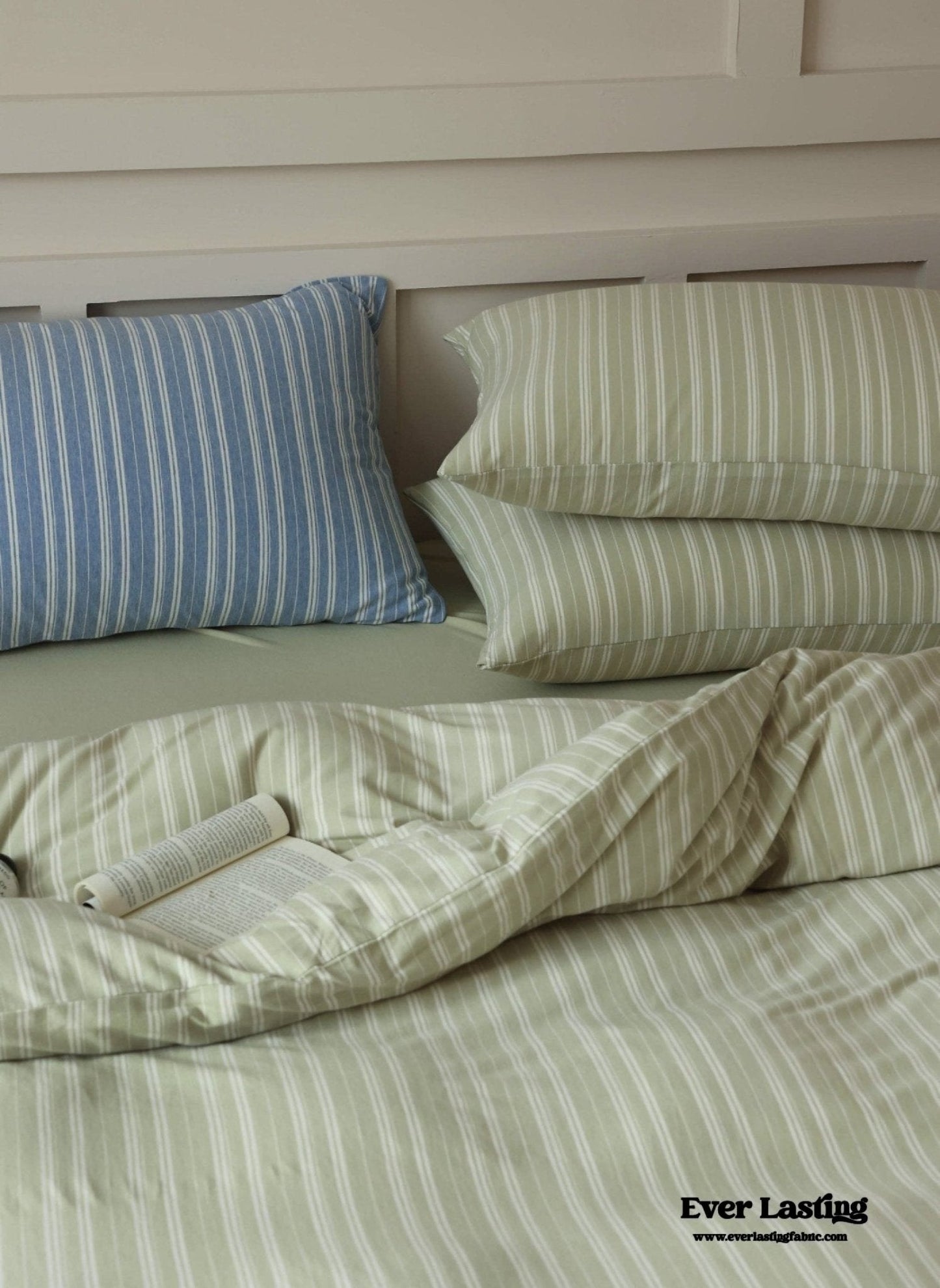 Leo Striped Jersey Knit Cotton Bedding Set / Blue