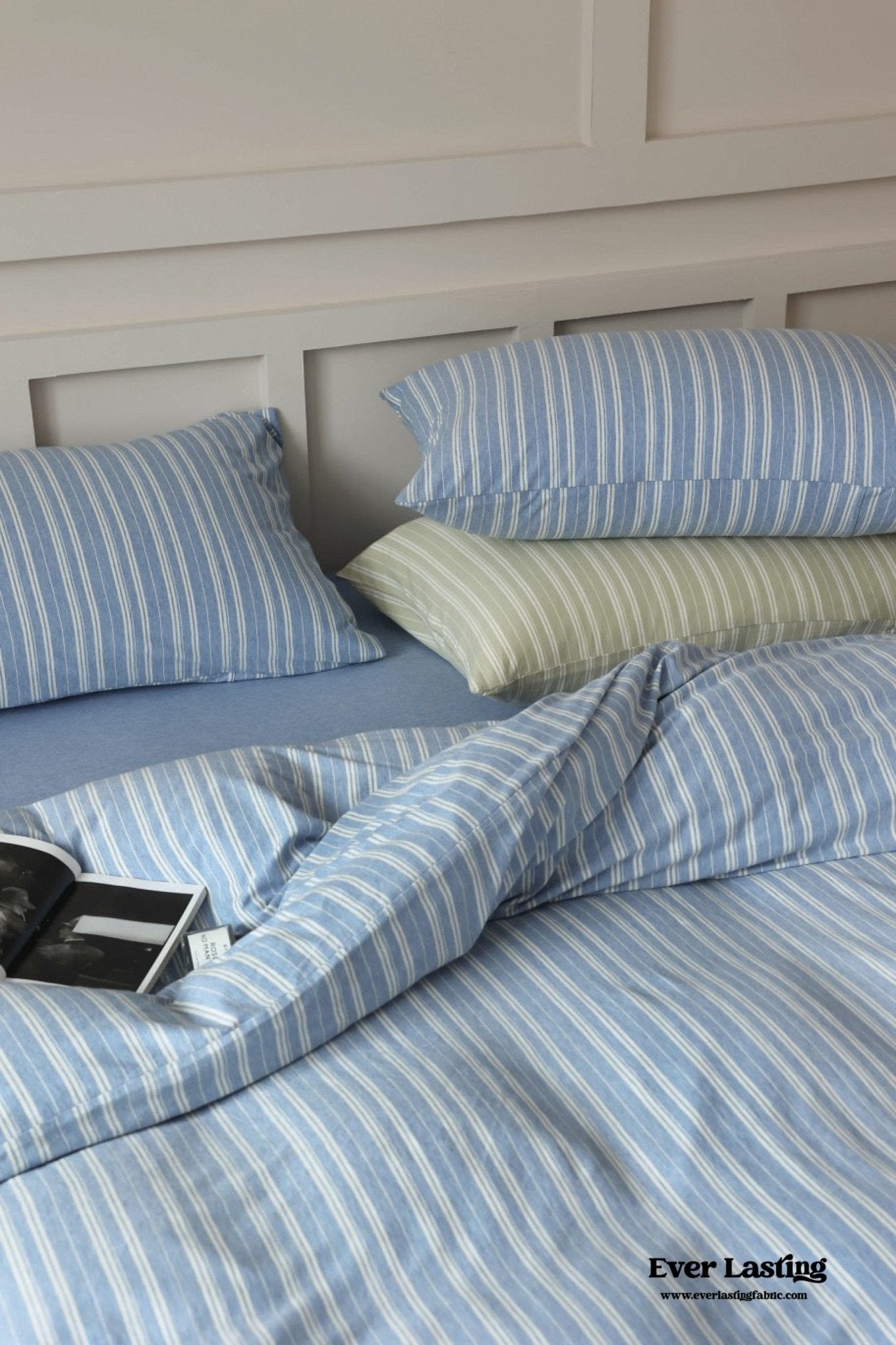 Leo Striped Jersey Knit Cotton Bedding Set / Green