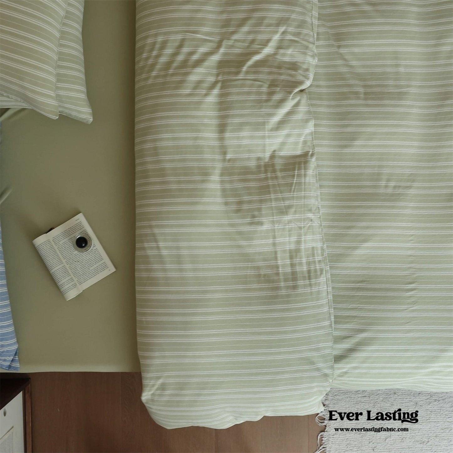 Leo Striped Jersey Knit Cotton Bedding Set / Green