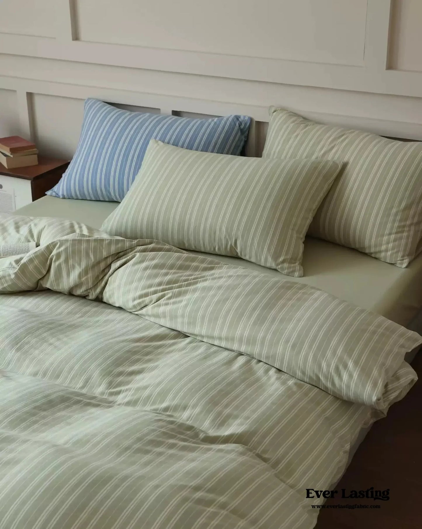 Leo Striped Jersey Knit Cotton Bedding Set / Green