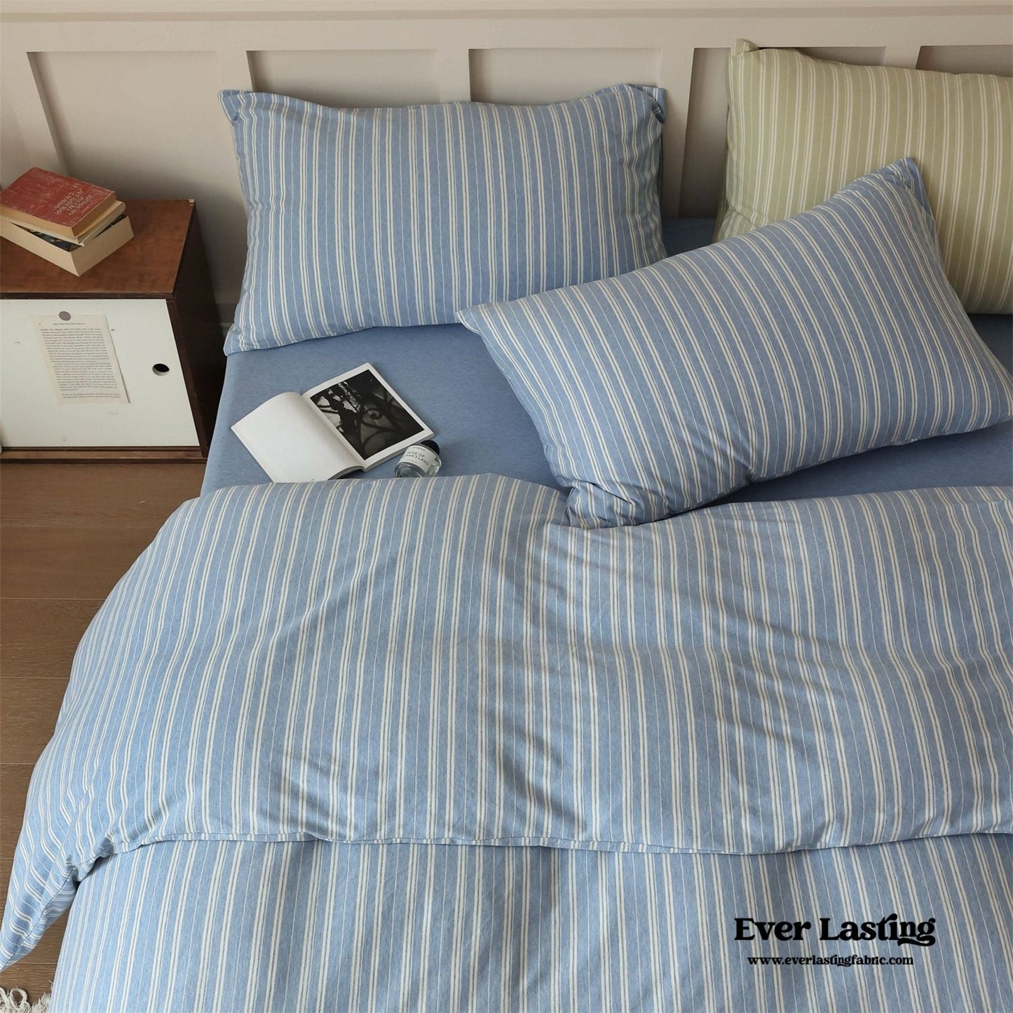 Leo Striped Jersey Knit Cotton Bedding Set / Green