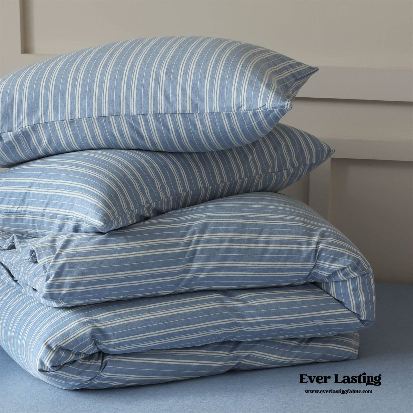 Leo Striped Jersey Knit Cotton Bedding Set / Green