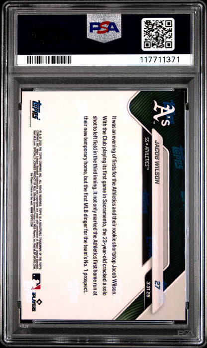 Graded 2025 Topps Now Jacob Wilson #27 Gold Foil /50 Rookie RC Baseball Card PSA 10 Gem Mint