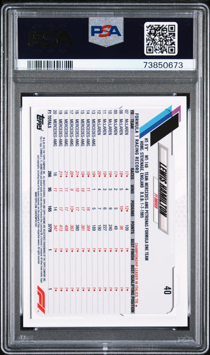 Graded 2021 Topps Chrome F1 Lewis Hamilton #40 F1 Racing Card PSA 10 Gem Mint