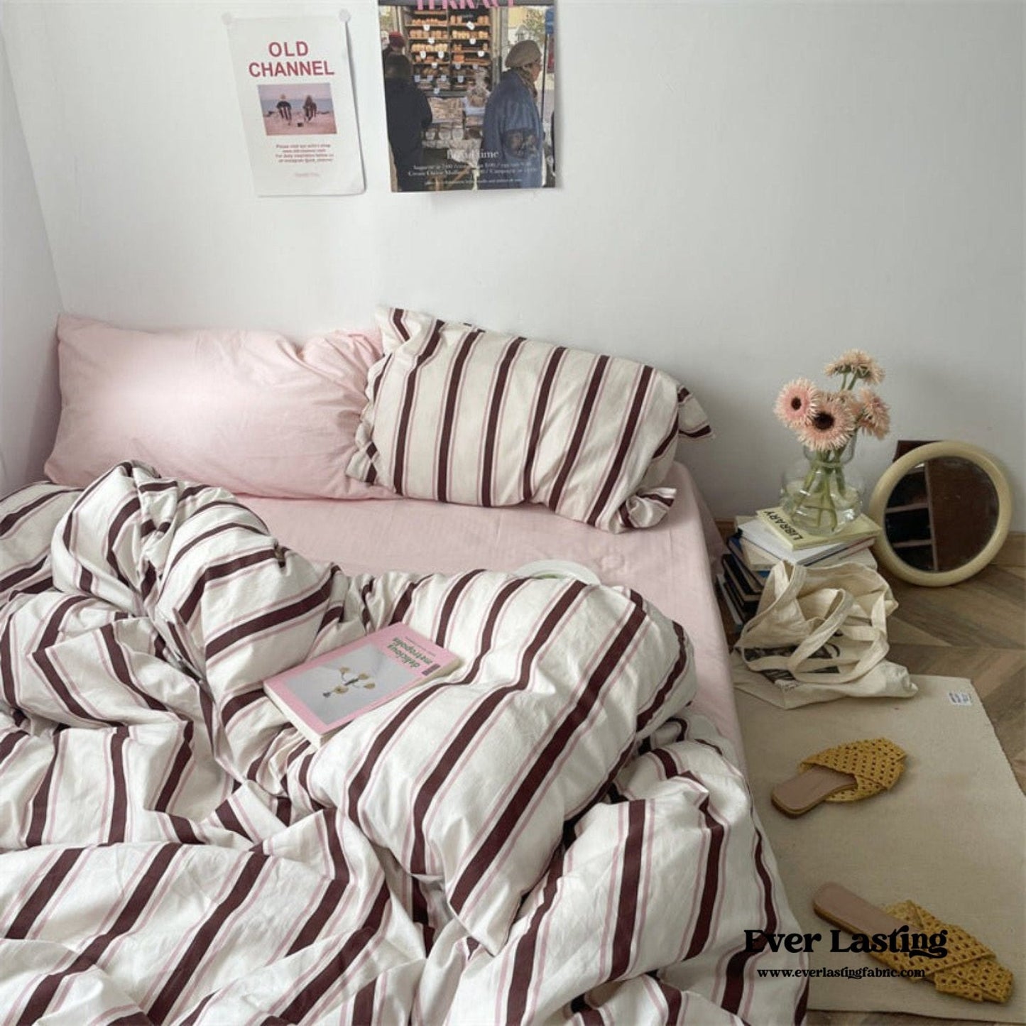 Liam Striped Bedding Set / Pink