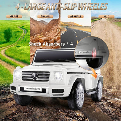 Licensed Mercedes-Benz G500 4WD Battery Powered Ride-On Car for Kids - White
