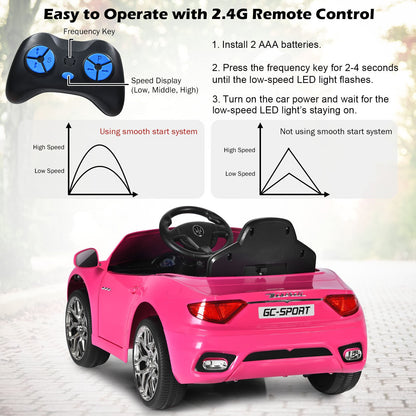 Licensed 12V Maserati GranCabrio Kids Ride-On Car with Lights and Remote Control