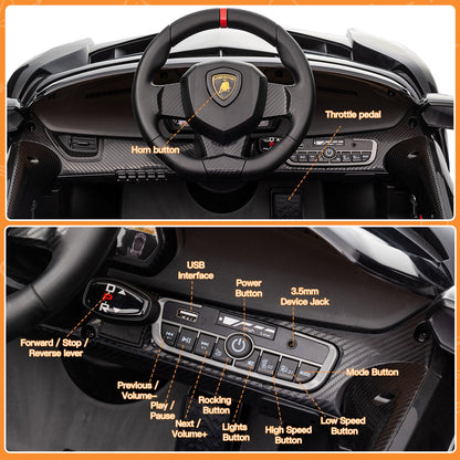 Licensed 2 Seater Kids Electric Lamborghini Ride-On Car with Remote Control
