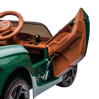 Licensed 2.4G Electric 12V Kids Ride On Car with 3 Speeds - Bentley Green